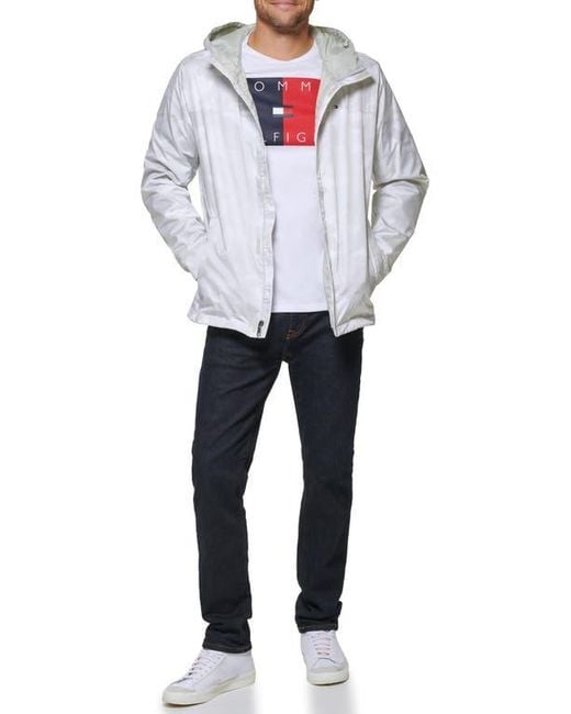 Tommy Hilfiger Gray Hooded Rain Slicker Jacket for men