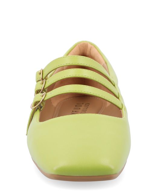 Journee Collection Yellow Darlin Multi Strap Mary Jane Flat