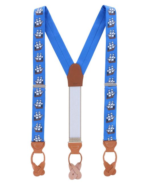 Trafalgar Blue Nautical Print Silk Suspenders for men