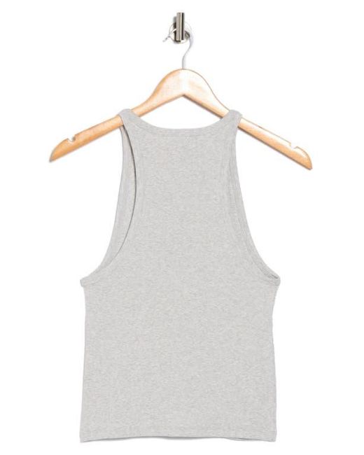 GOOD AMERICAN White Heritage Stretch Cotton Ribbed Tank