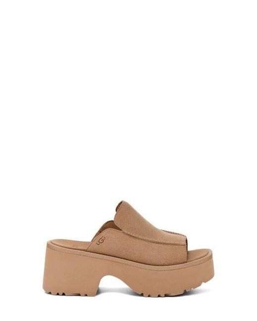 Ugg Brown New Heights Platform Slide Sandal