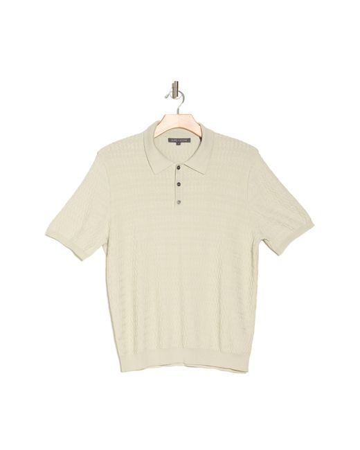 Slate & Stone White Wave Knit Sweater Polo for men