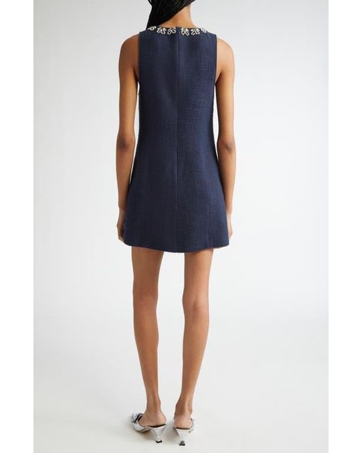 Cinq À Sept Blue Franchelle Crystal Embellished Tweed Minidress