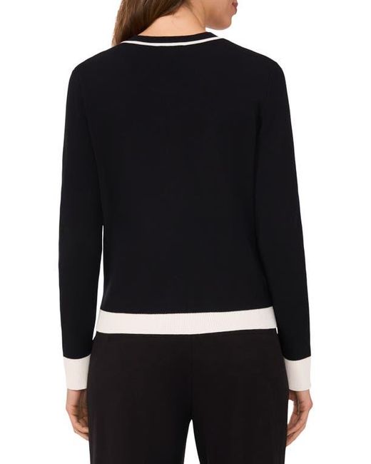Halogen® Black Contrast Trim Cardigan