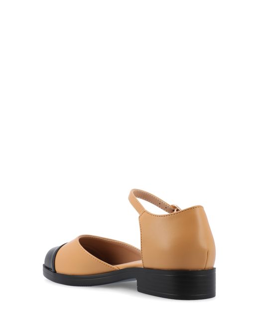 Journee Collection Natural Tesley Cap Toe Mary Jane Flat
