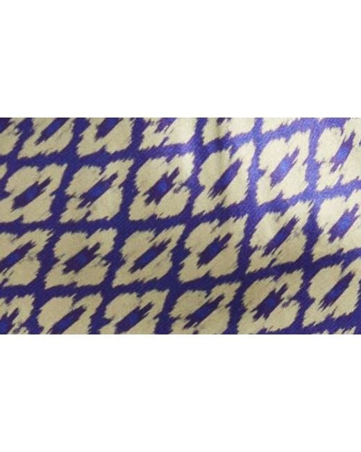 Santi Purple Neena Ikat Print Long Sleeve Asymmetric Cocktail Dress With Dupatta