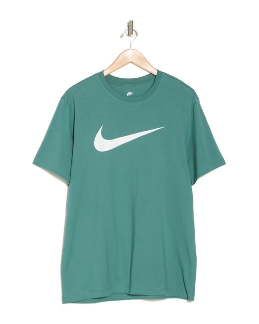 Nike Green Icon Swoosh Cotton Graphic T-shirt for men