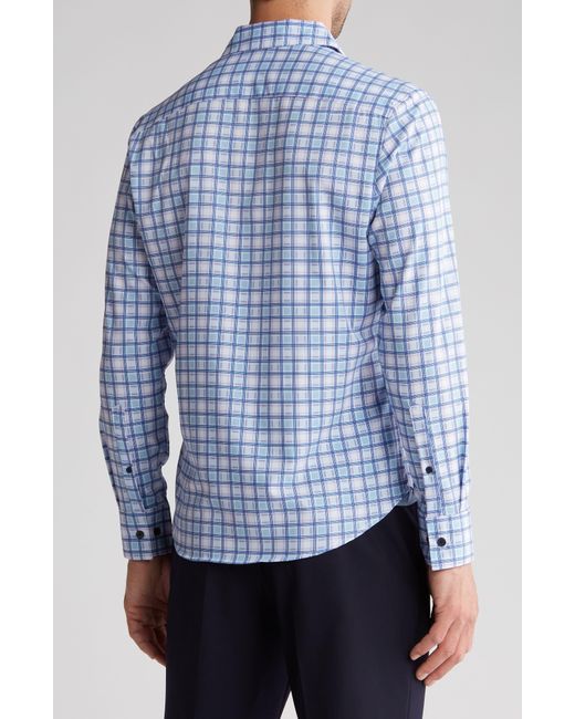 Con.struct Blue Plaid Trim Fit Button Up Shirt for men