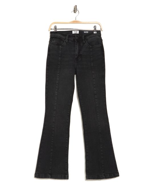 Kensie Black High Waist Pintuck Stretch Flare Jeans