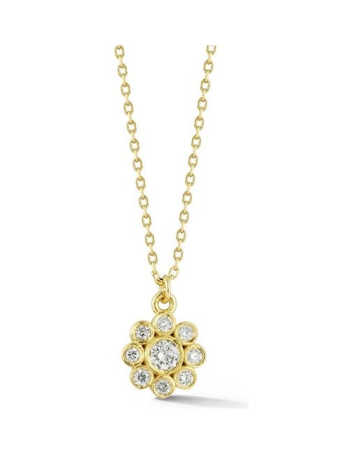Ember Fine Jewelry Metallic 14K Diamond Flower Pendant Necklace