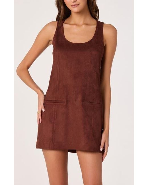 Astr Red Faux Suede A-Line Dress