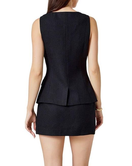Endless Rose Black Tweed Button Vest