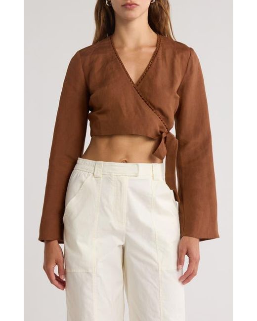 Jonathan Simkhai Brown Hailey Wrap Crop Top