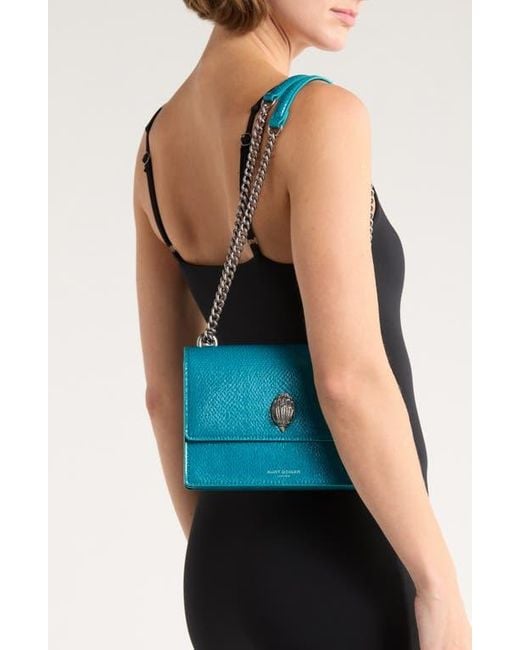 Kurt Geiger Blue Shoreditch Snakeskin Embossed Leather Crossbody Bag