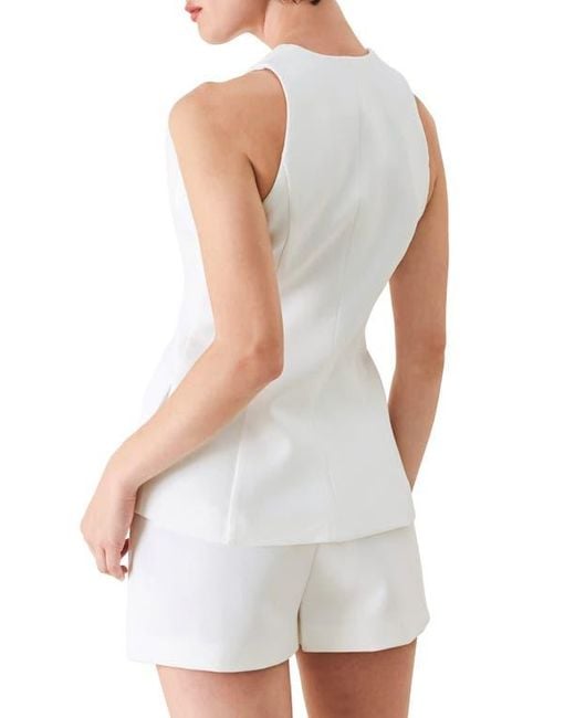 FREEMARKET White Solid Woven Vest