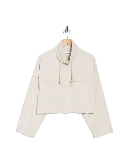 Vigoss Blue Cotton Cropped Cargo Jacket