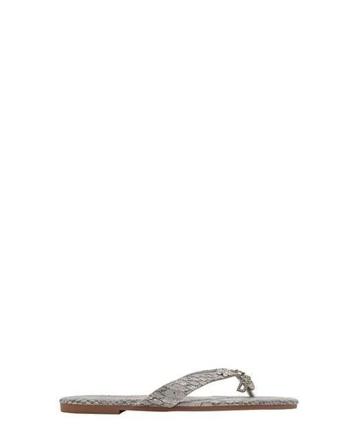 Bebe Gray Python Embossed Thong Sandal