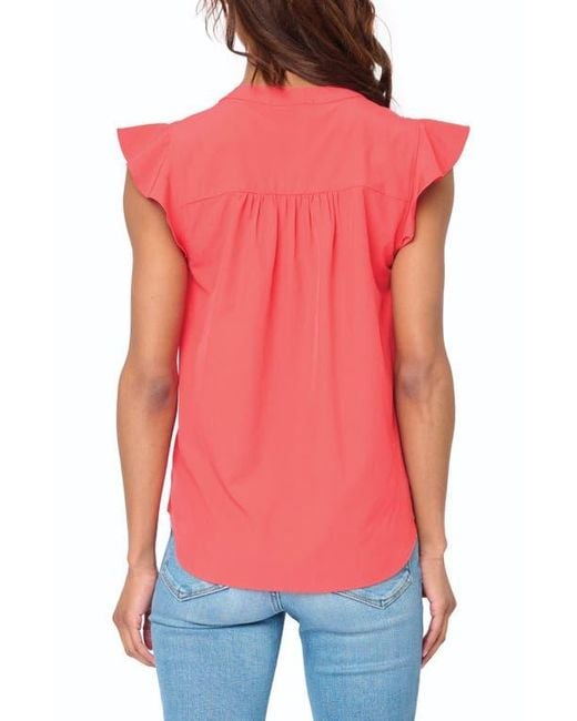 Gibsonlook Red Flutter Sleeve Top