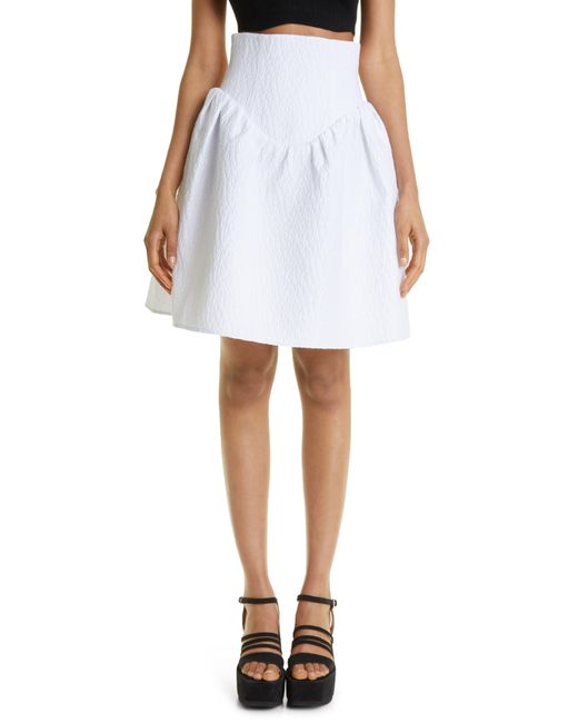 ShuShu/Tong White High Waist Wool & Silk Puffy Skirt