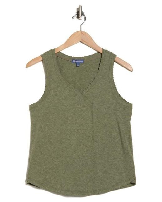 Democracy Green Scallop Trim Shell Tank Top