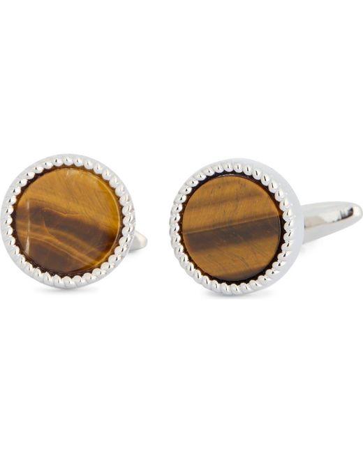 James Michael Multicolor Tiger's Eye Round Cuff Links for men