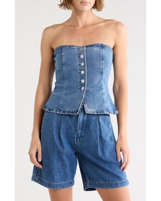 Current/Elliott Blue Strapless Button Front Bustier