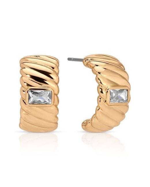 Ettika Metallic Textured Half Hoop Earrings