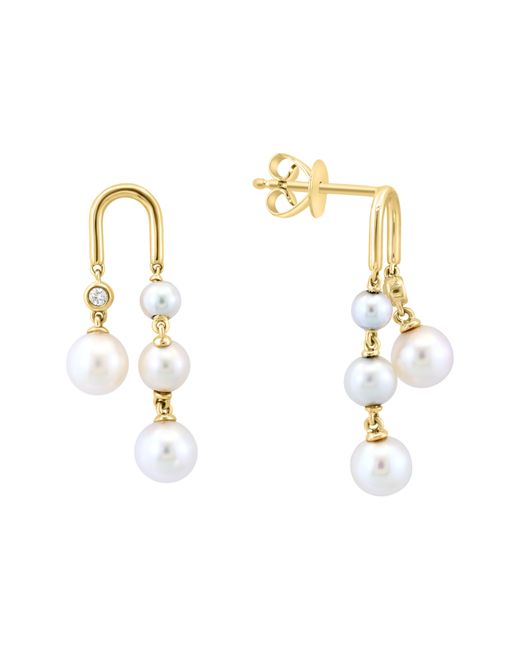 Effy White Freshwater Pearl & Diamond Drop Earrings