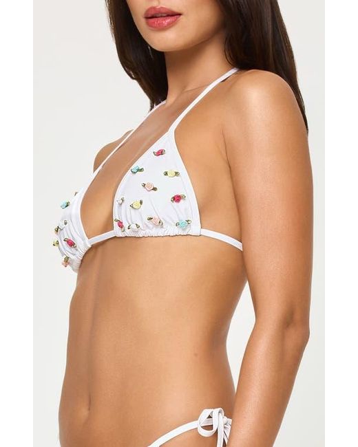 LSPACE Black Rosette Bikini Top