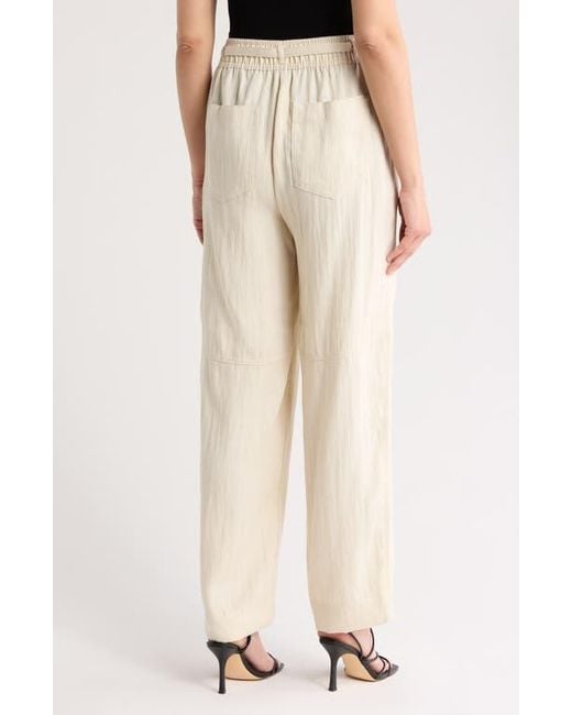 Donna Karan Natural Belted High Waist Wide Leg Pants
