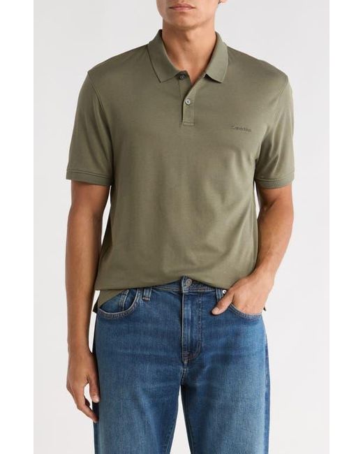 Calvin Klein Green Liquid Touch Interlock Cotton Polo for men