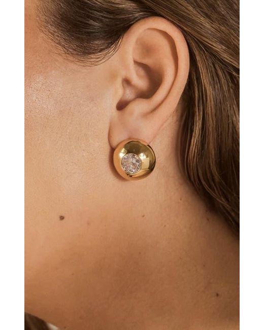 Sterling Forever Metallic Zora Cubic Zirconia Dome Stud Earrings