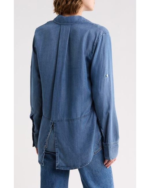 Bella Dahl Blue Split Back Button Down Shirt