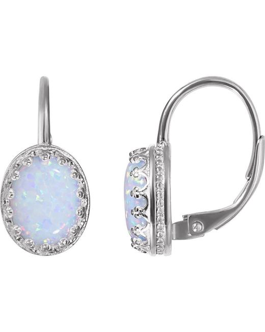 FZN Blue Sterling Oval Gemstone Drop Earrings