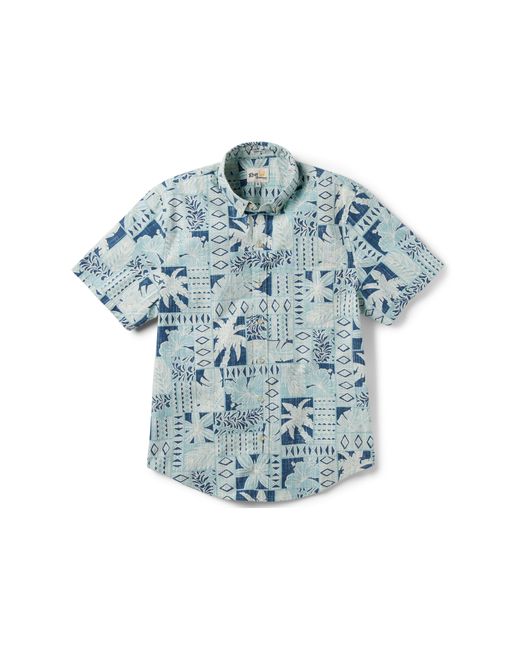 Reyn Spooner Blue Papa Palm Short Sleeve Button-down Shirt for men