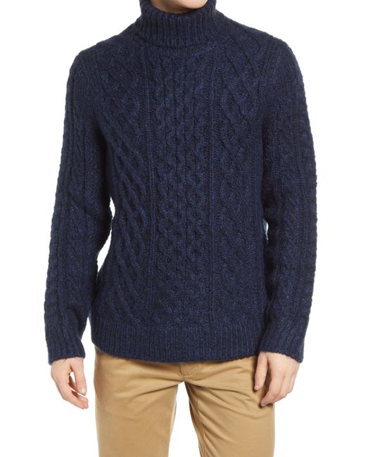 Alex Mill Fisherman Cable Knit Turtleneck Sweater In Navy At Nordstrom ...