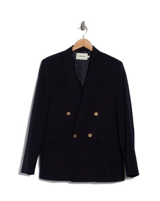 FRAME Blue Double Breasted Wool Blazer for men
