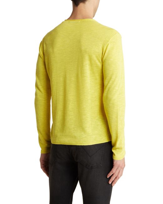 John Varvatos Yellow Lex Linen Blend Slub Sweater for men