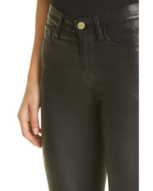 FRAME Black Le High Waist Crop Leather Pants