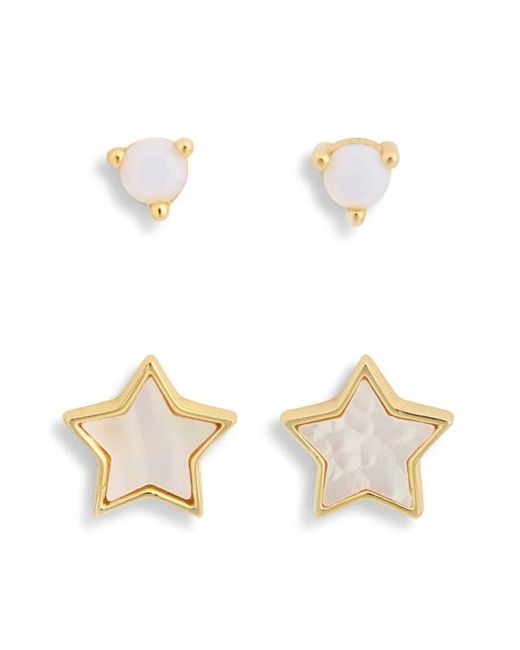 Argento Vivo White Set Of 2 Mother-Of-Pearl & Synthetic Opal Ball Stud Earrings
