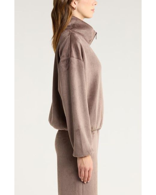 Zella Brown Plush Rib Jacket