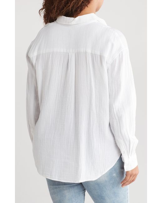 Caslon White Relaxed Cotton Gauze Button-up Shirt