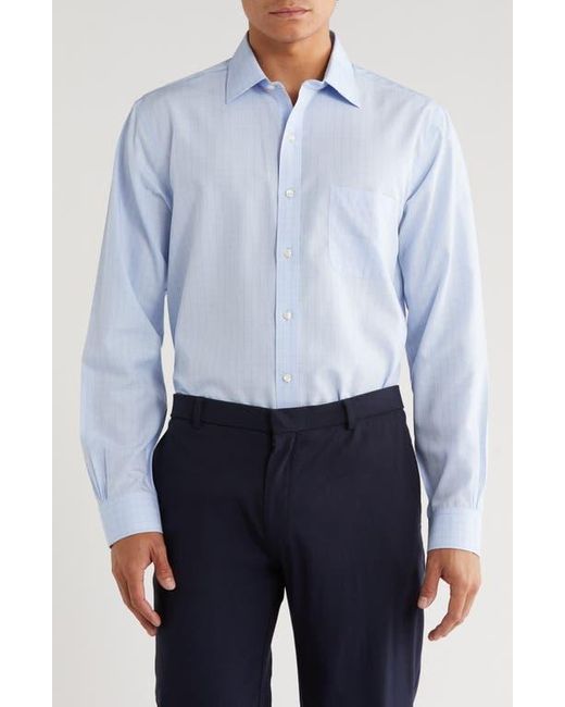 Brooks Brothers Blue Regular Fit Grid Check Non-Iron Cotton Button-Down Shirt for men