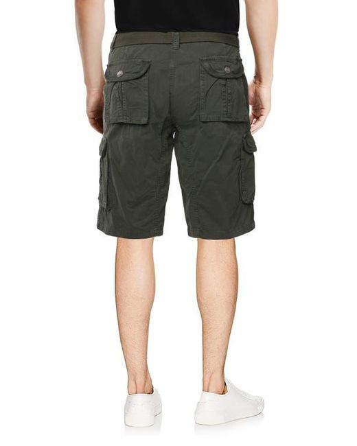Xray Jeans Green Belted Cotton Twill Cargo Shorts for men