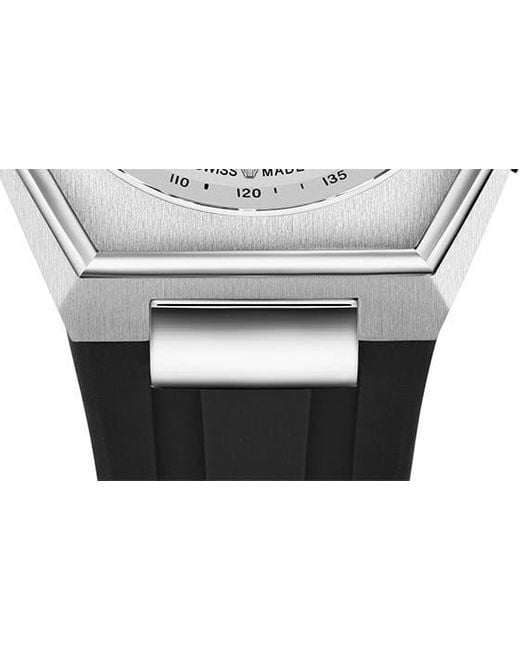 Ferragamo Black Tonneau Chronograph Silicone Strap Watch for men