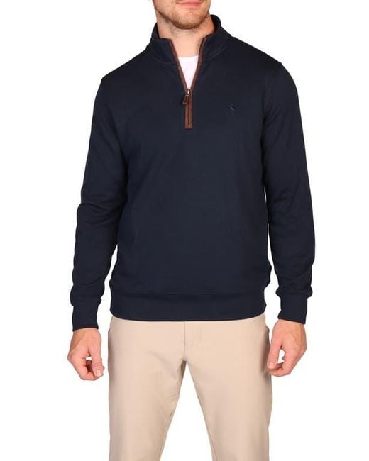 Tailorbyrd Blue Rib Knit Quarter Zip Pullover for men