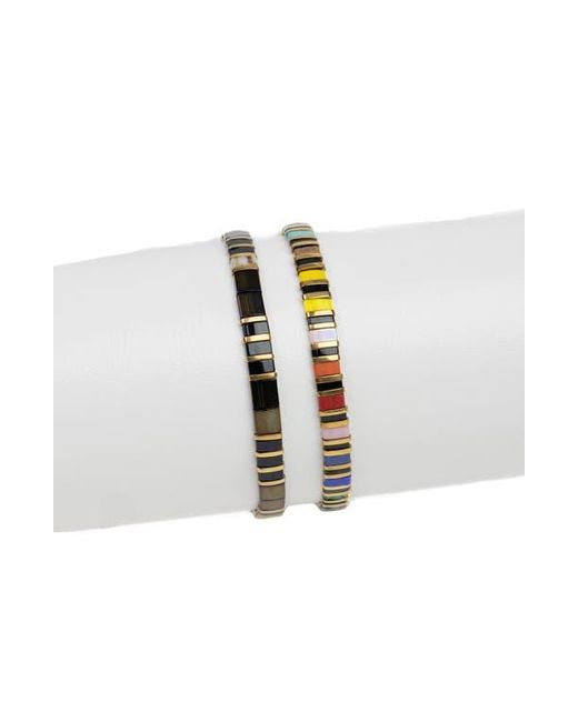 Saachi Metallic 2-Pack Stretch Beaded Bracelets