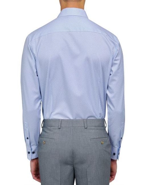 Con.struct Blue Micro Geometric Print Stretch Button-Up Shirt for men