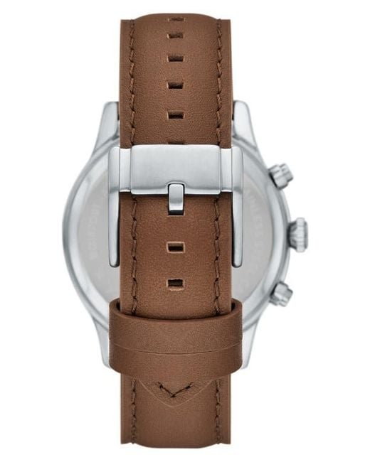 Fossil Black Bennett Multifunction Leather Strap Watch, 45Mm for men
