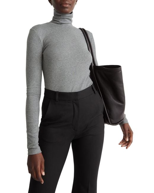 & Other Stories Black Fitted Rib Knit Turtleneck Sweater